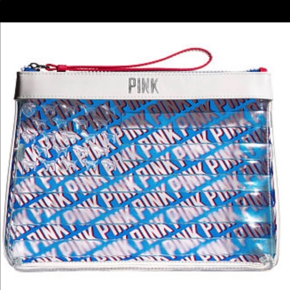 Victoria’s Secret PINK red white blue make up bag